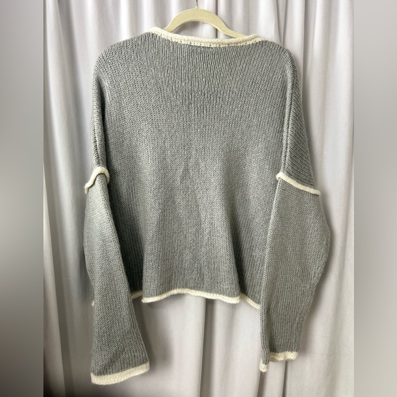 Wooden Ships size M/L gray angora wool blend chunky crew neck Eliza sweater - Picture 5 of 6